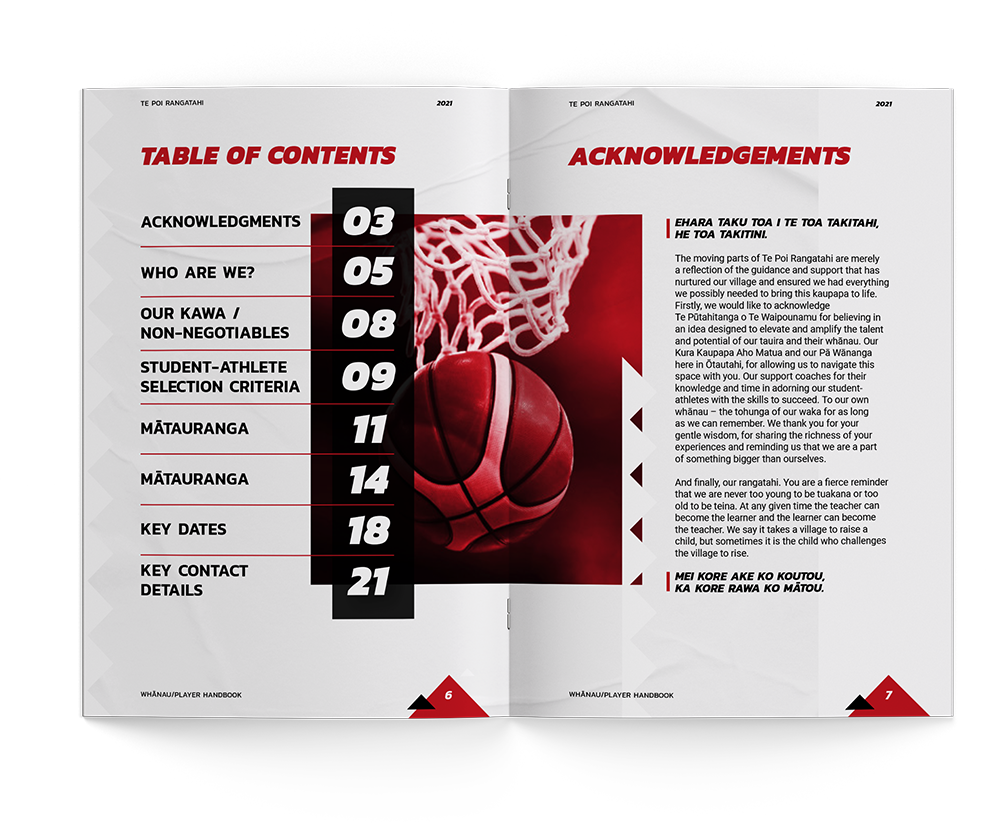Lazarus Kreativ Te Pou RANGATAHI player HANNDBOOK print layout design